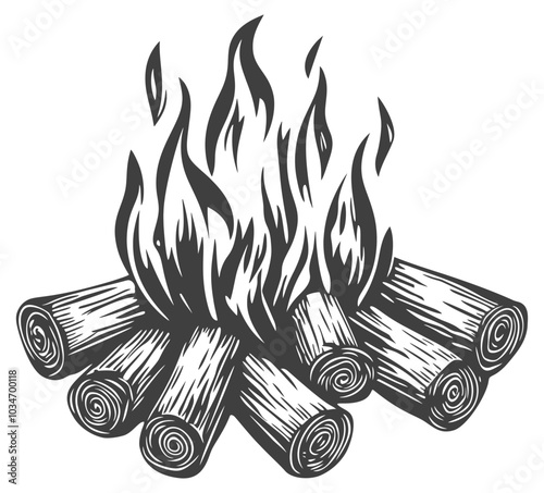 Wood Fire Burning in a Campfire Setting