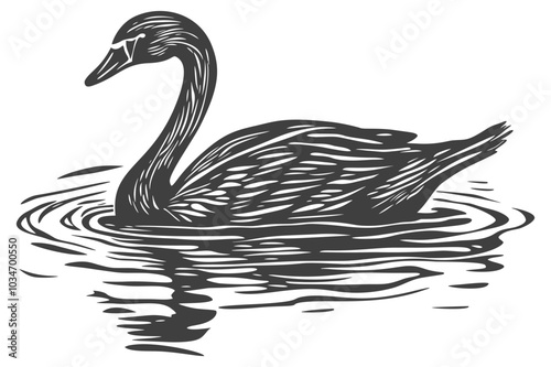 Elegant Swan Swimming in Calm Waters