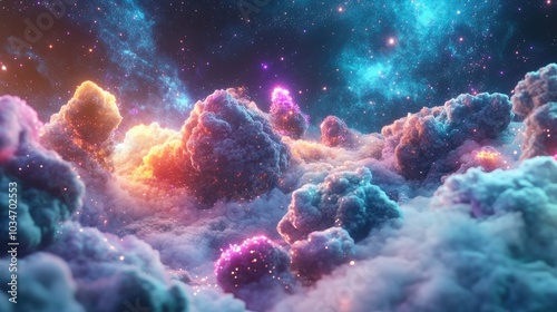 Endless universe with stars and galaxies in outer space depicted in 3D cartoon rendering Cosmos art CGI