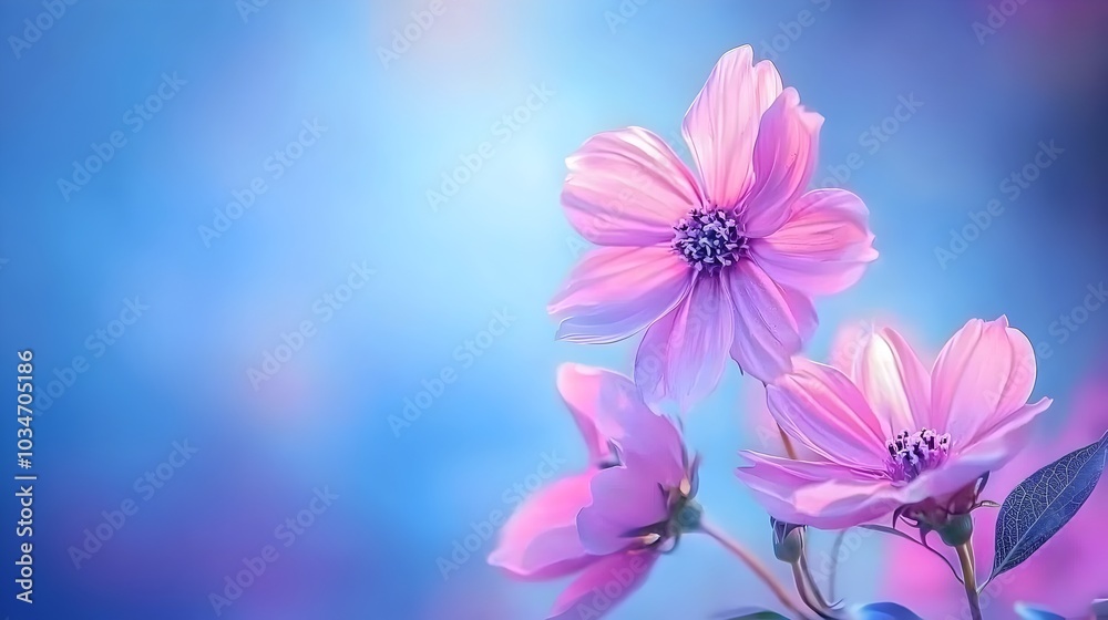 Ethereal and delicate cosmos flowers swaying gracefully in a peaceful garden landscape with an isolated and serene background Ethereal and delicate cosmos flowers swaying gracefully in a peaceful garden landscape with an isolated and serene background