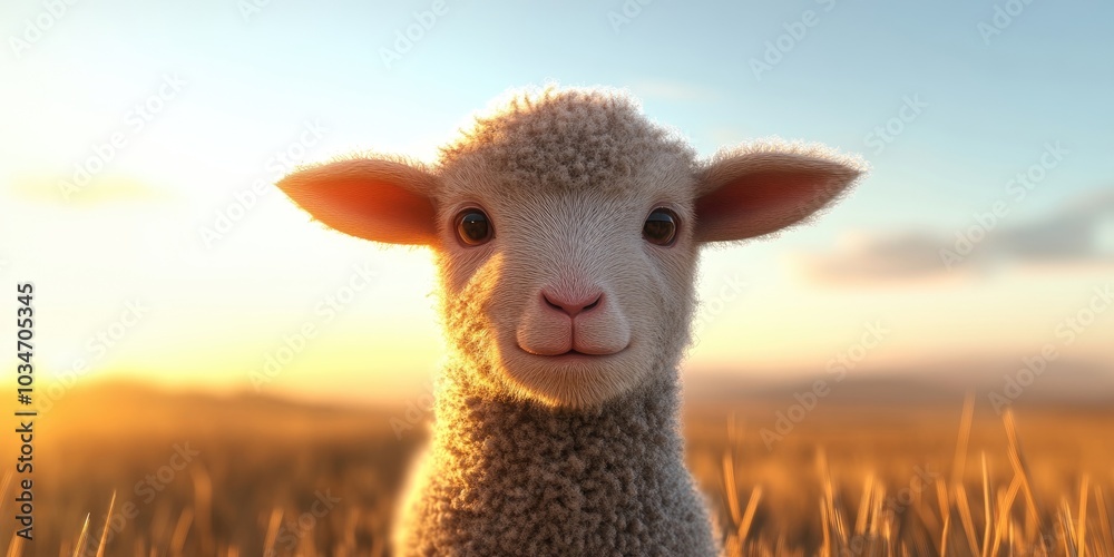 Obraz premium Adorable young lamb captured in close-up, Charming close-up of a young lamb