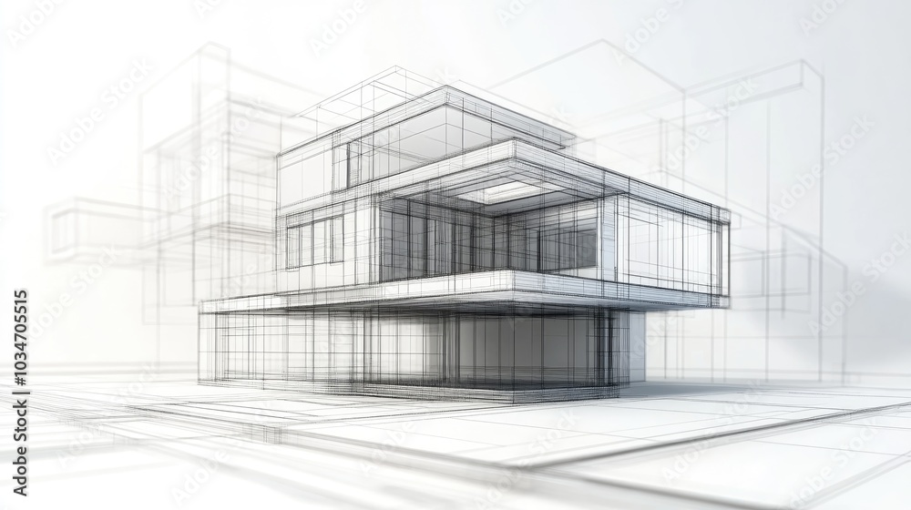 3D wireframe perspective of a structure 3D wireframe perspective of a structure