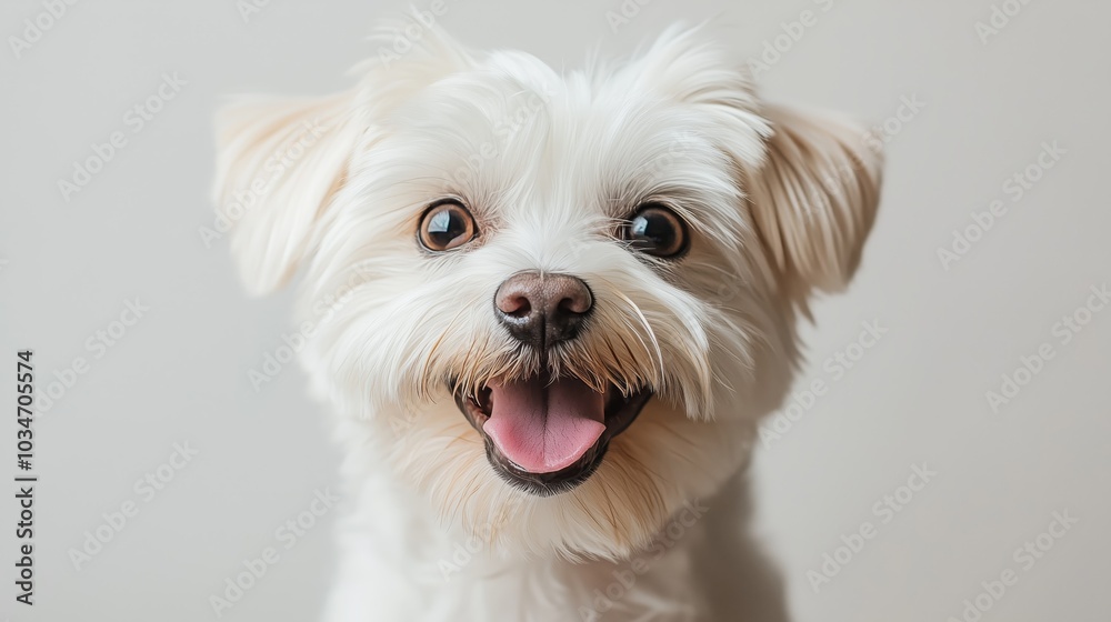 portrait of a happy smiling Maltese dog on a white background portrait of a happy smiling Maltese dog on a white background