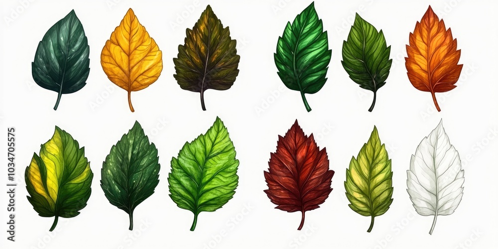 Obraz premium High-resolution collection of leaves with clipping path, High resolution leaf collection with transparent background
