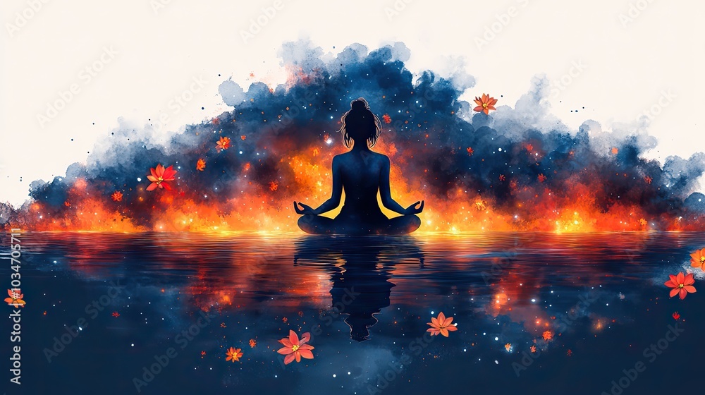 artisticof person in lotus pose symbolizing guided meditation and mindfulness practices the serene and stylized design emphasizes inner peace and tranquility artisticof person in lotus pose symbolizing guided meditation and mindfulness practices the serene and stylized design emphasizes inner peace and tranquility