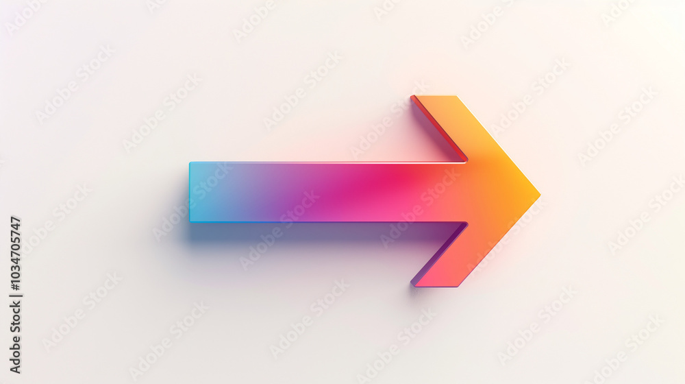 A striking gradient arrow, transitioning from blue to pink and orange, is positioned to the right on a minimalist white backdrop, suggesting dynamic motion A striking gradient arrow, transitioning from blue to pink and orange, is positioned to the right on a minimalist white backdrop, suggesting dynamic motion