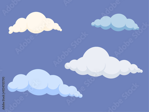 SET OF CLOUDS WITH BLUE BACKGROUND