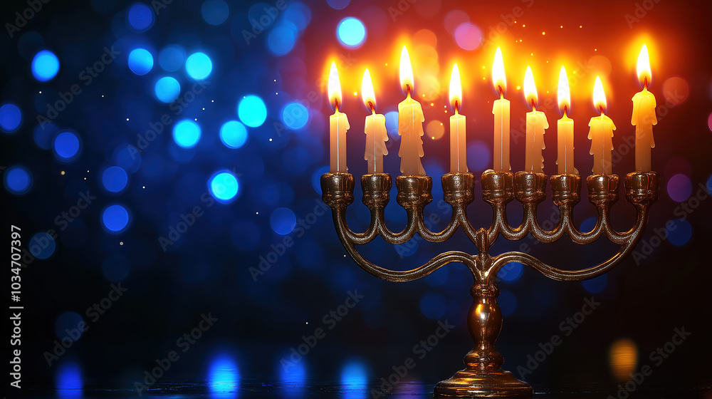 Symbolic Menorah Displayed Against A Soft Background Symbolic Menorah Displayed Against A Soft Background