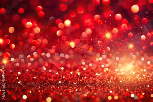 Asymmetrical abstract red particles background for festive celebration