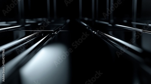 A pitch-black, mirror-like surface with elegant