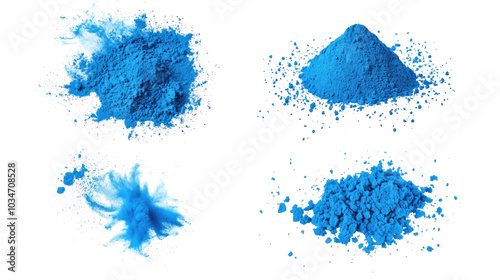 Vibrant Blue Holi Paint Powder Collection on Transparent Background Generative AI photo