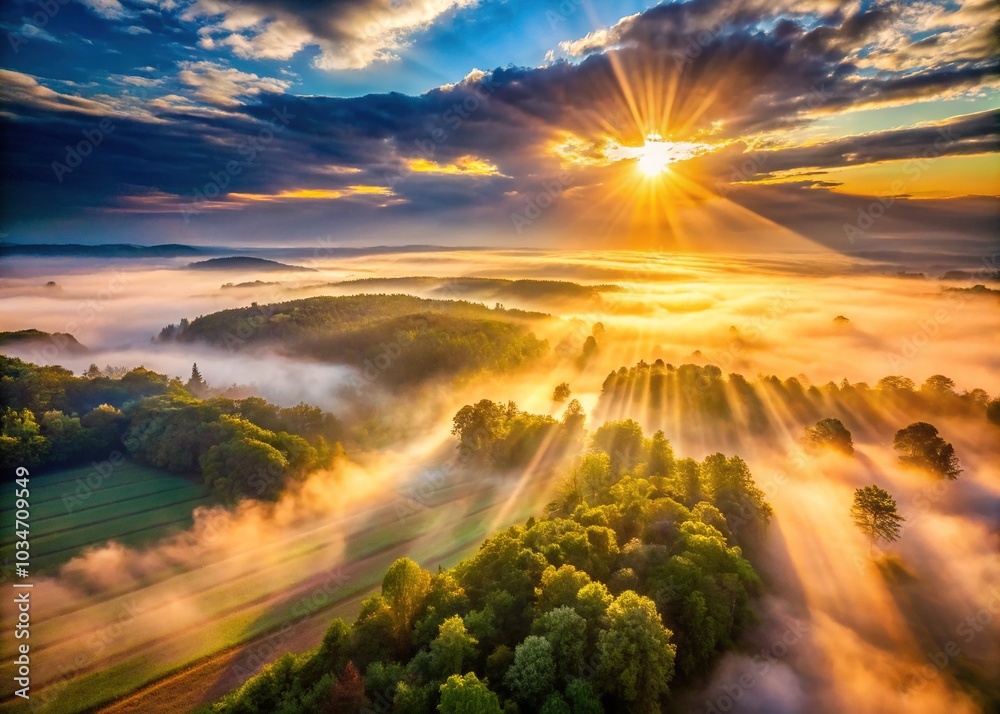 Breathtaking Drone Photography: Soft Color Background with Radiating Rays Breathtaking Drone Photography: Soft Color Background with Radiating Rays