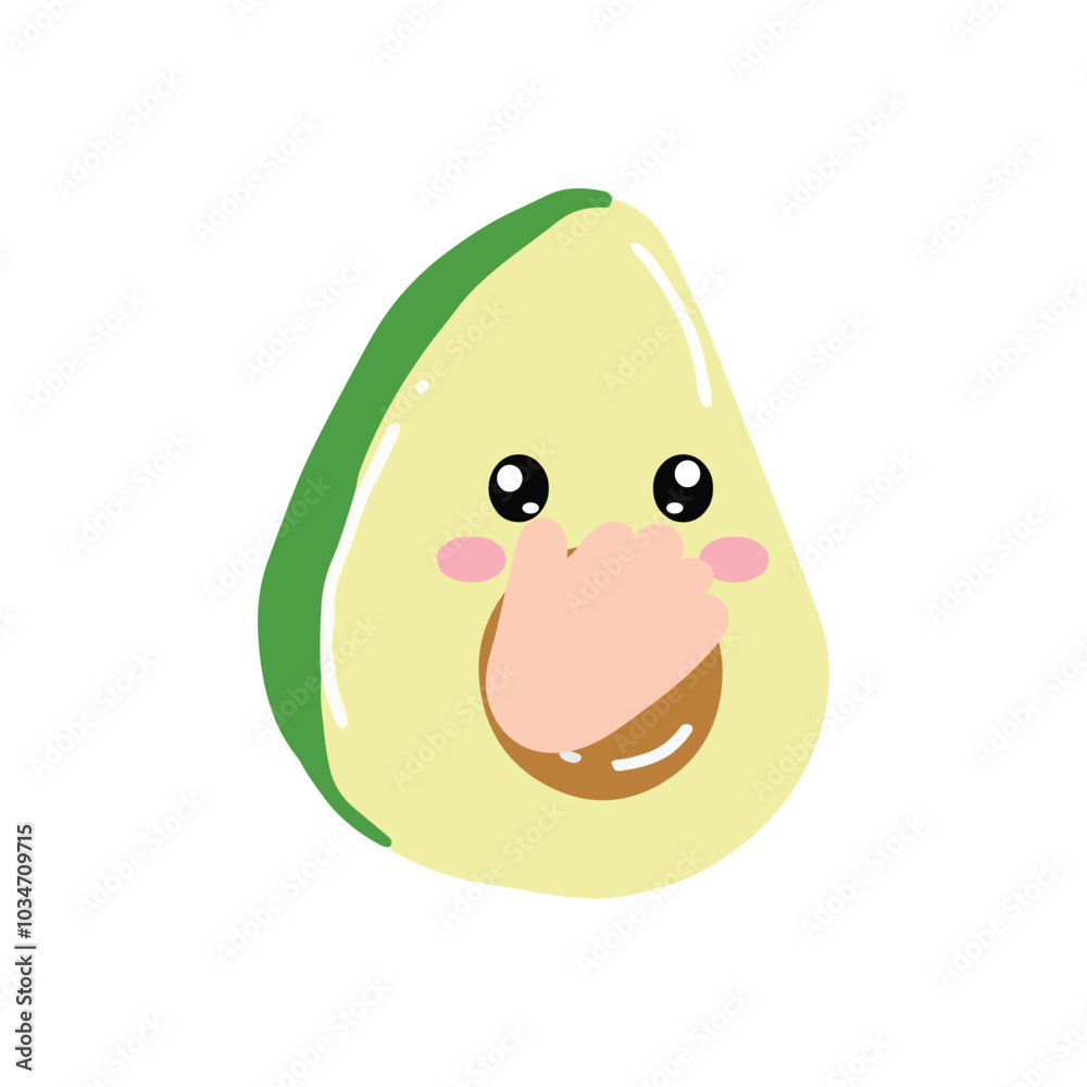 Fototapeta premium Cute and kawaii avocado emoticon expression illustration. avocado sticker, empticon, collection
