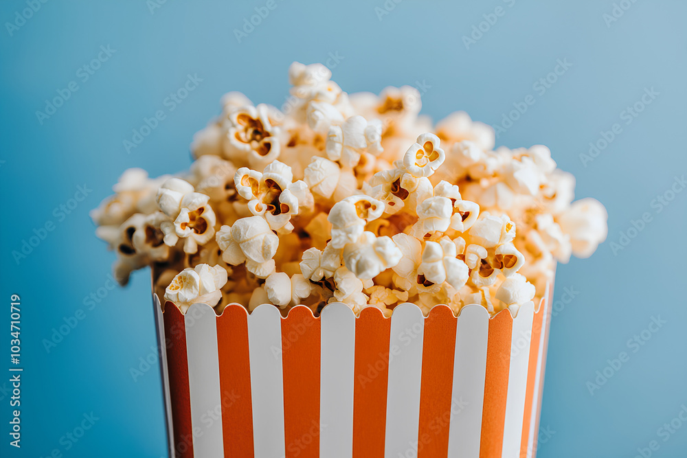Striped box with popcorn