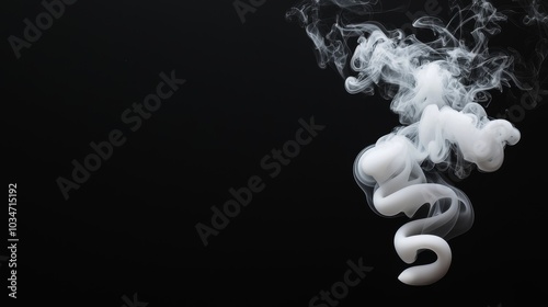 Graceful Floating White Smoke Forming Intricate Spirals Against a Dramatic Black Background