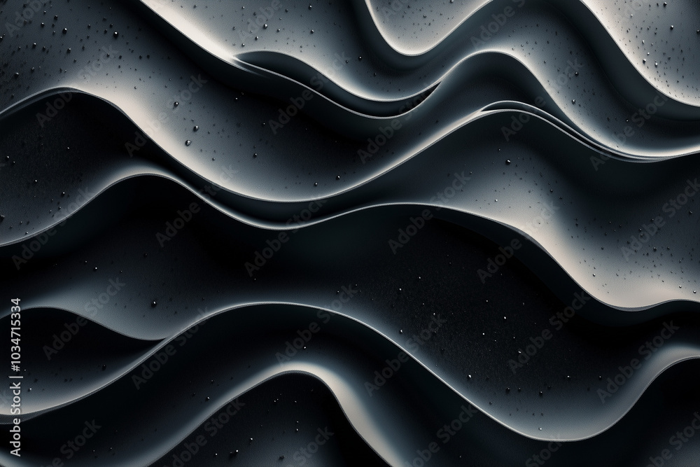Obraz premium Abstract 3D Rendering of Dark Waves Surface for Futuristic Design Posters and Banners
