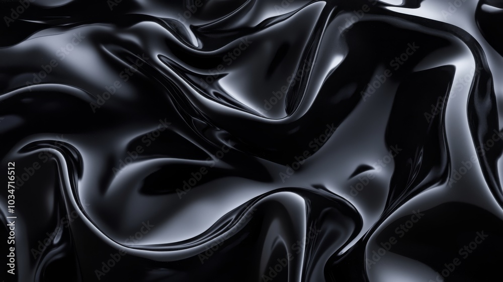 Fototapeta premium A smooth, glossy black surface with soft