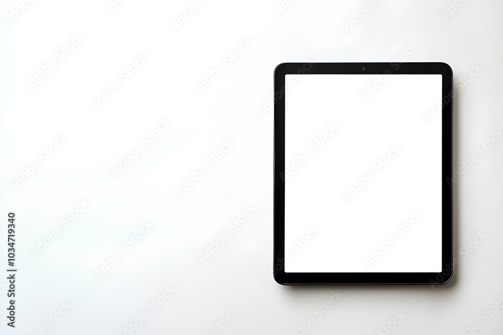 Tablet computer with blank white screen, isolated on white background Tablet computer with blank white screen, isolated on white background