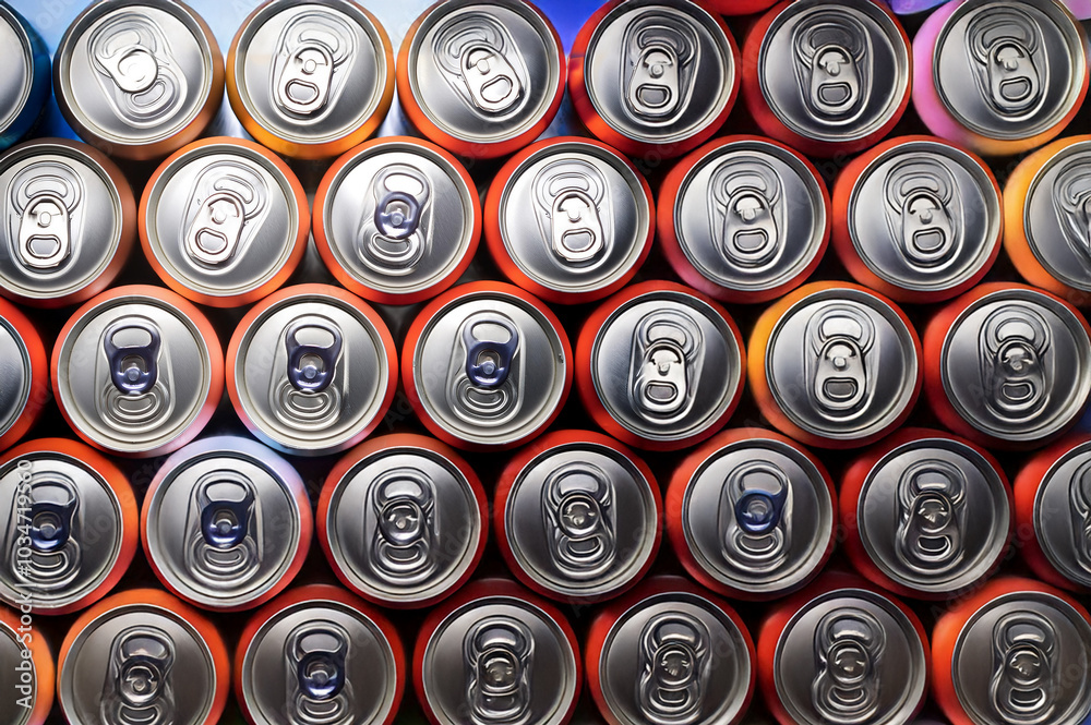 Aluminium Getränke Dosen gestapelt