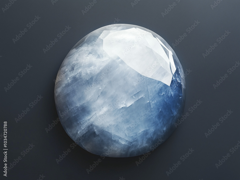 Large Moonstone on a Matte Charcoal Background: Ethereal and Captivating Large Moonstone on a Matte Charcoal Background: Ethereal and Captivating