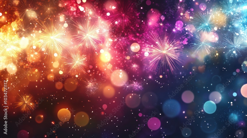Fireworks night background with vibrant explosions lighting up the sky, perfect for a celebratory New Year scene. Fireworks night background with vibrant explosions lighting up the sky, perfect for a celebratory New Year scene.