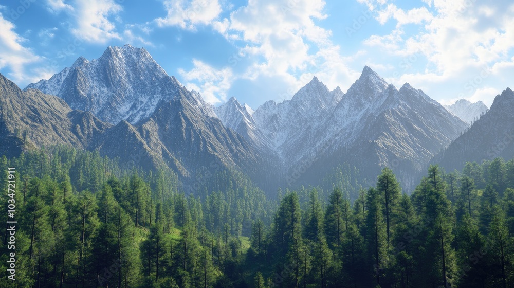 Majestic mountain landscape showcasing towering peaks and serene natural beauty Majestic mountain landscape showcasing towering peaks and serene natural beauty