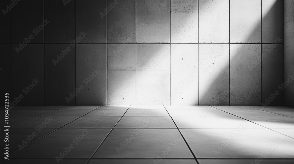 Minimalist Concrete Interior with Light and Shadow Minimalist Concrete Interior with Light and Shadow