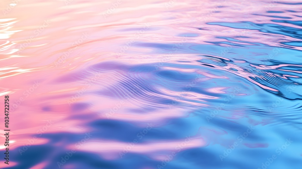 Tranquil reflections of blue and pink hues on a smooth surface with gentle ripples symbolizing fluidity Tranquil reflections of blue and pink hues on a smooth surface with gentle ripples symbolizing fluidity