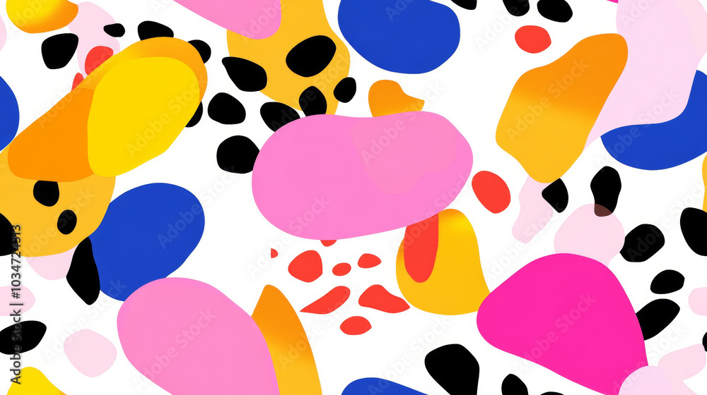 Fototapeta premium leopard animal print in yellow orange pink blue brushstorkes vibrant colored spot stripe seamless patchwork pattern. fashion trendy background for fabric design wallpaper