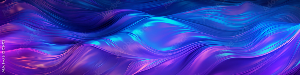 Vibrant holographic waves cascade smoothly, showcasing a blend of neon colors that create an entrancing glow against a dark background, banner Vibrant holographic waves cascade smoothly, showcasing a blend of neon colors that create an entrancing glow against a dark background, banner