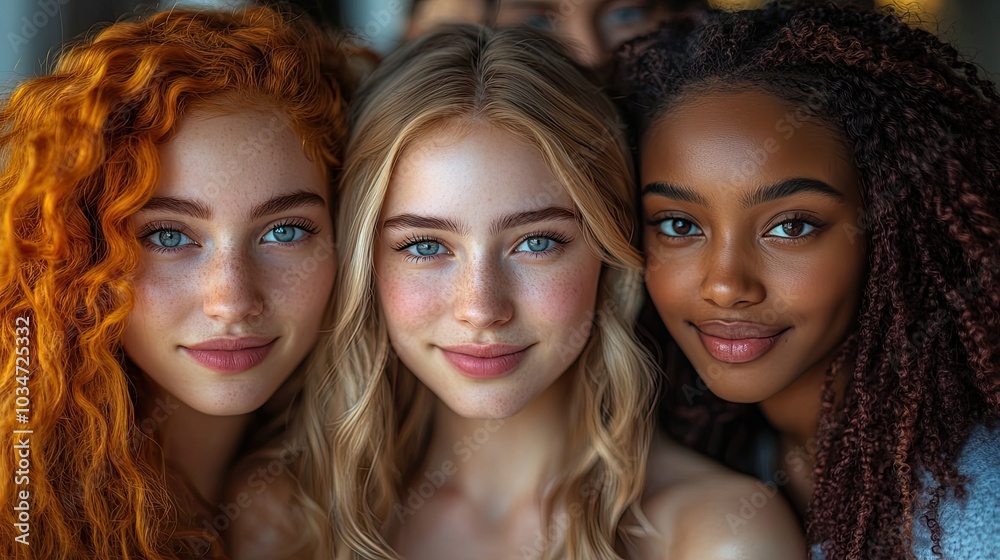 diverse group of women with dn strands symbolizing genetic testing and diversity.stock image diverse group of women with dn strands symbolizing genetic testing and diversity.stock image