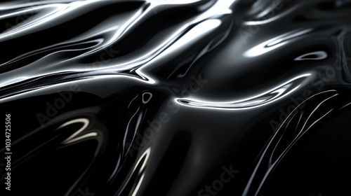 A glossy, mirror-like black surface with subtle
