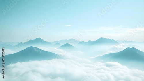 Wallpaper Mural A breathtaking view of mountains enveloped in thick fog Torontodigital.ca