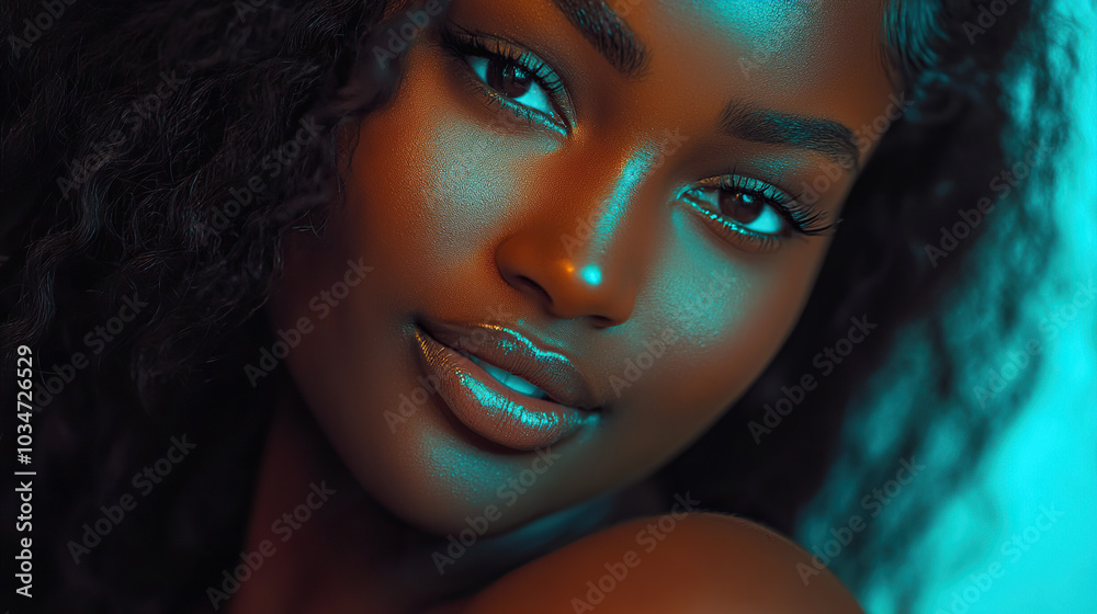 A beautiful, smiling young African American woman in a white T-shirt pointing to the side against a light gray background. This image serves as an ideal mockup for advertising banner designs, showcasi A beautiful, smiling young African American woman in a white T-shirt pointing to the side against a light gray background. This image serves as an ideal mockup for advertising banner designs, showcasi