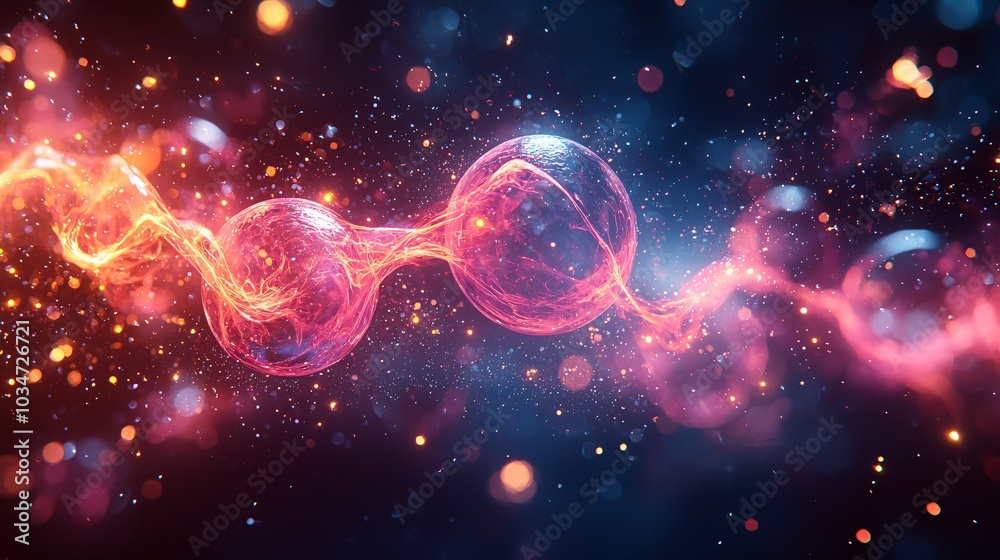 Abstract Glowing Spheres Connected by a Stream of Light Abstract Glowing Spheres Connected by a Stream of Light