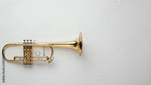 Golden trumpet on white isolate background photo