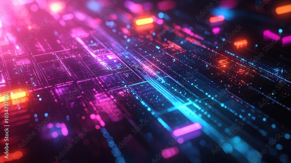 Abstract neon light pattern on dark background. Abstract neon light pattern on dark background.