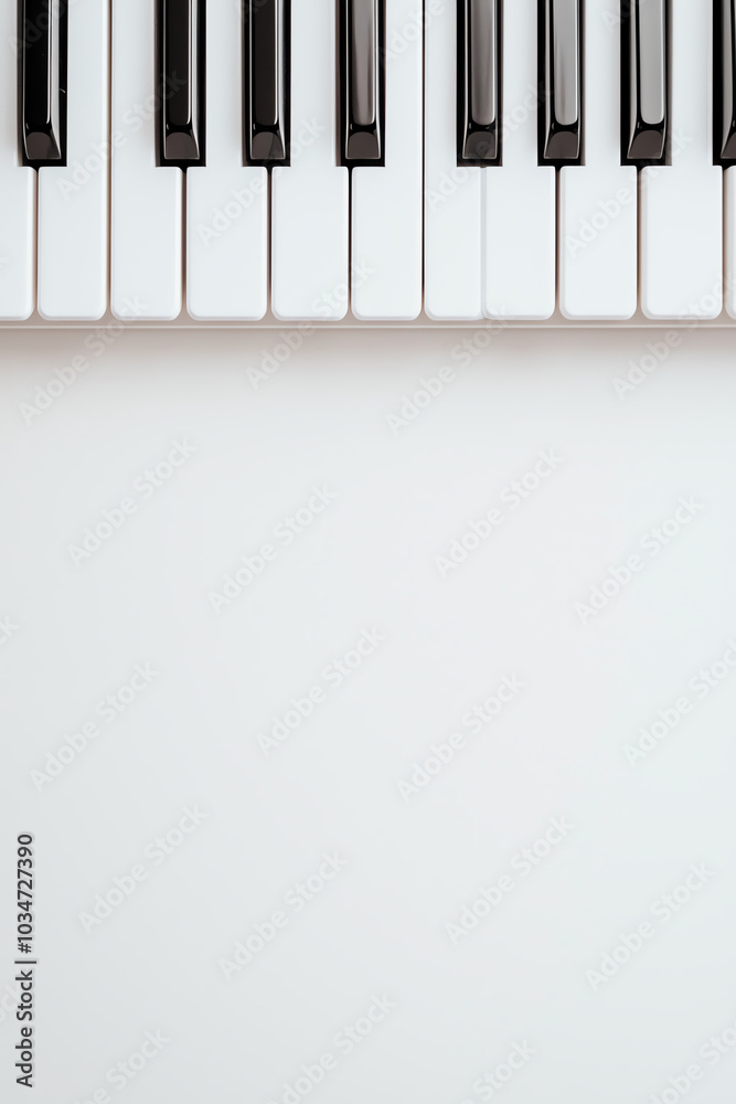 Fototapeta premium Piano keys on a white isolated background