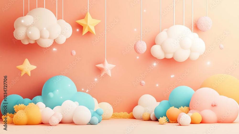 3d children day background. Beige color background. 3d children day background. Beige color background.