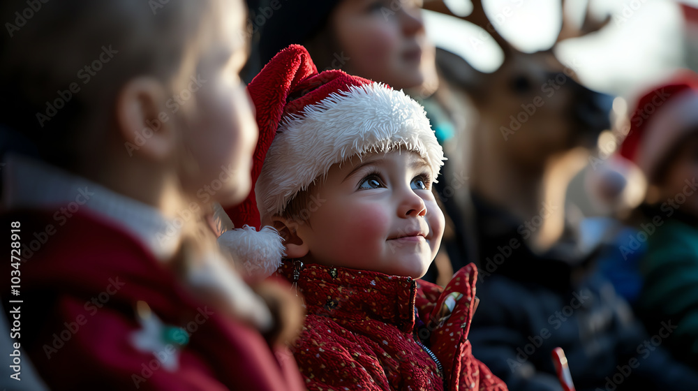 Children eagerly wait for Santa Claus and his reindeer to bring them Christmas presents Children eagerly wait for Santa Claus and his reindeer to bring them Christmas presents