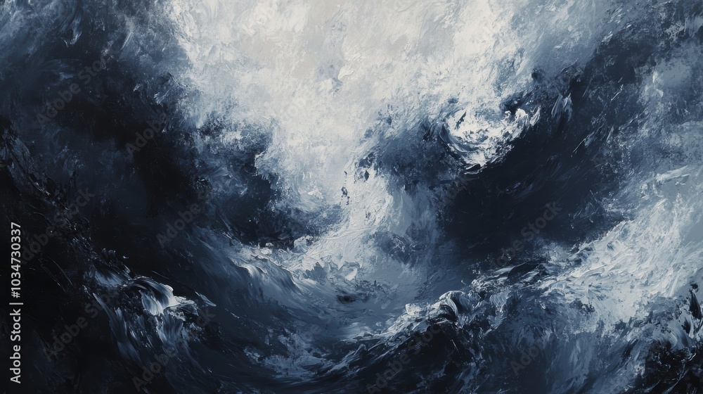 Obraz premium Abstract blue and white painting.
