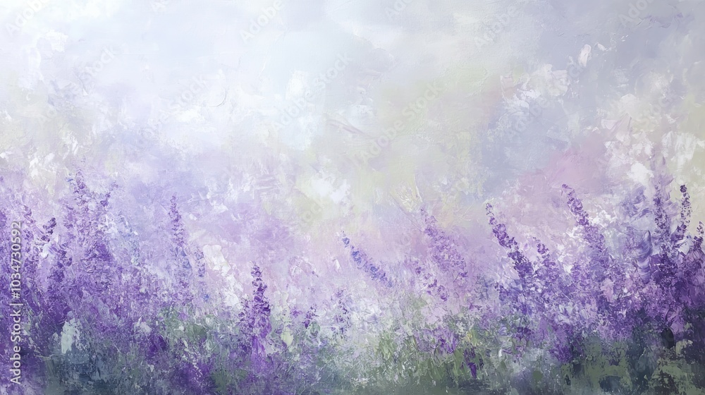 Purple flowers in soft light, abstract painting. Purple flowers in soft light, abstract painting.