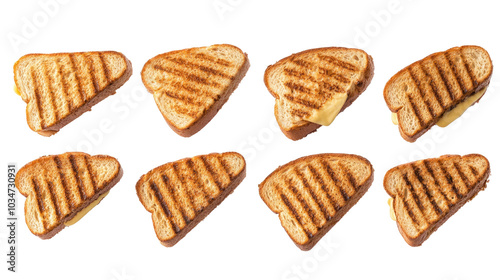 Cheese Toasted Sandwiches on a Clear Background Generative AI