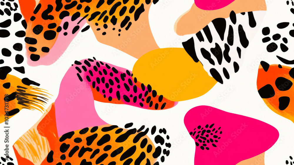 leopard animal print in red yellow orange pink spring vibrant colored spot stripe seamless patchwork pattern. fashion trendy background for fabric design wallpaper leopard animal print in red yellow orange pink spring vibrant colored spot stripe seamless patchwork pattern. fashion trendy background for fabric design wallpaper
