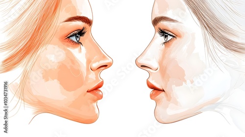 Infographic comparing pre- and post-rhinoplasty results, showing a more refined nose shape and functional benefits like improved breathing, with key points for each aspect photo