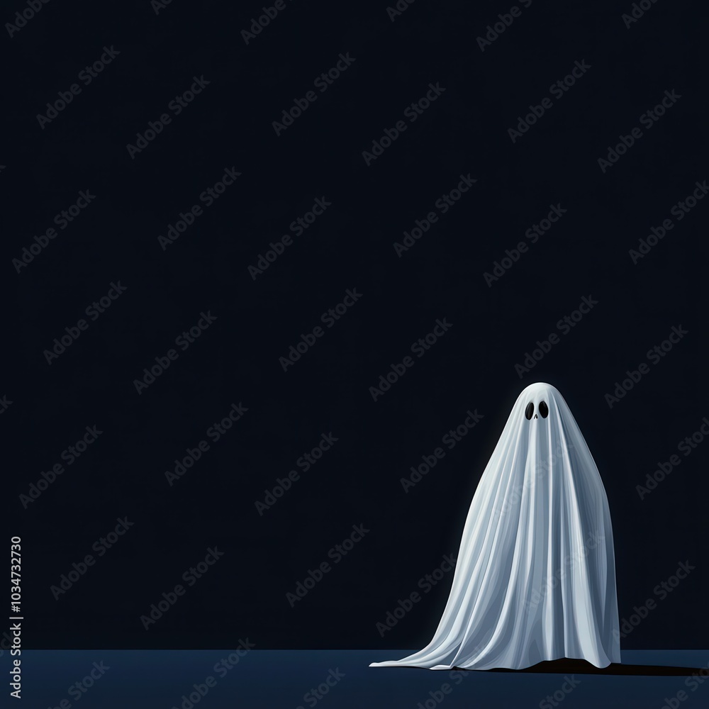 A playful ghost figure on a dark background, evoking a spooky yet whimsical atmosphere. A playful ghost figure on a dark background, evoking a spooky yet whimsical atmosphere.