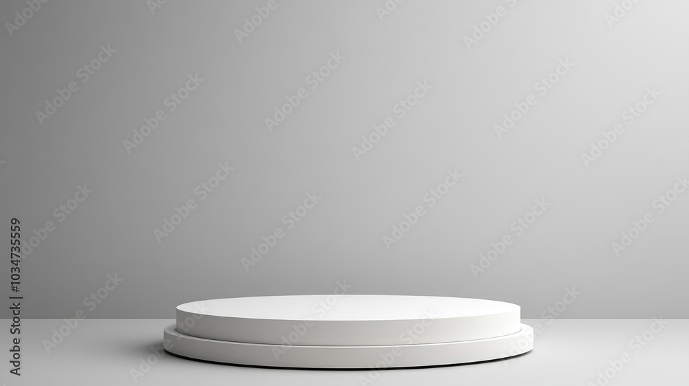 A White Circular Platform on a Grey Background A White Circular Platform on a Grey Background