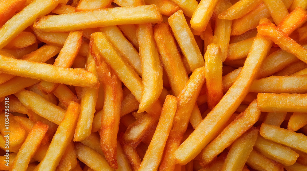 Golden crispy fries, detailed close-up showcasing texture, ideal for culinary blogs, menus, or food-related projects. Golden crispy fries, detailed close-up showcasing texture, ideal for culinary blogs, menus, or food-related projects.
