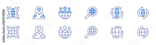 Global icon set in two styles, Duotone and Thin Line style. Editable stroke. global research, global, placeholder, team