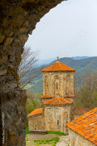 Nekresi - ancient atmospheric monastery on a mountain above the Alazani Valley, Georgia photo